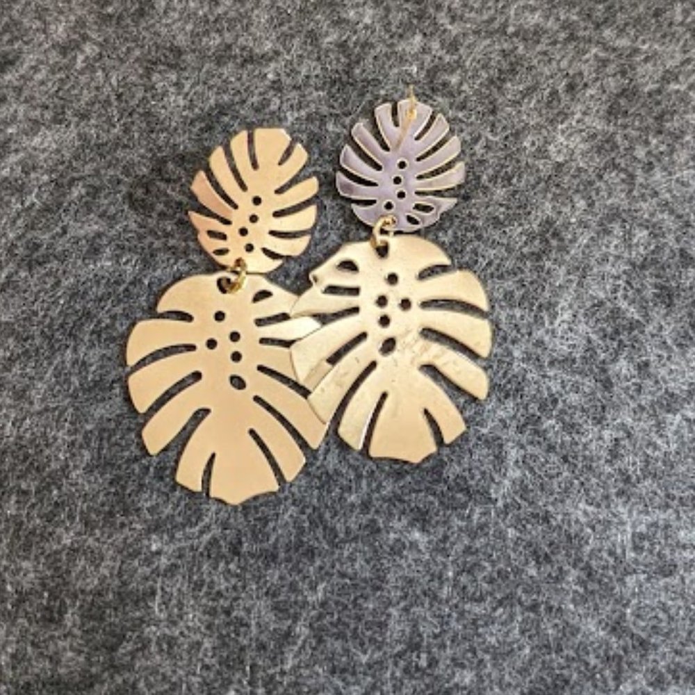 Gold leaf statement earrings